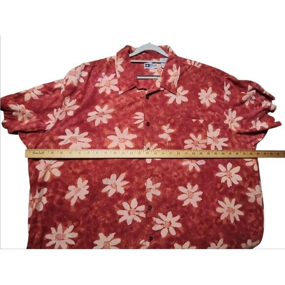 UN TIED HAWAIIAN Short Sleeve Button Up Shirt Red Mens Size Large - Picture 3 of 5